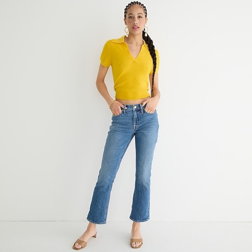 J Crew 9" DEMI-BOOT CROP JEAN IN ROSELAWN WASH